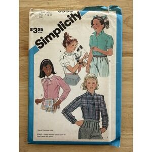 VTG Simplicity Pattern 6555 Girls' Set Of Blouses Size 7-8 Uncut FF